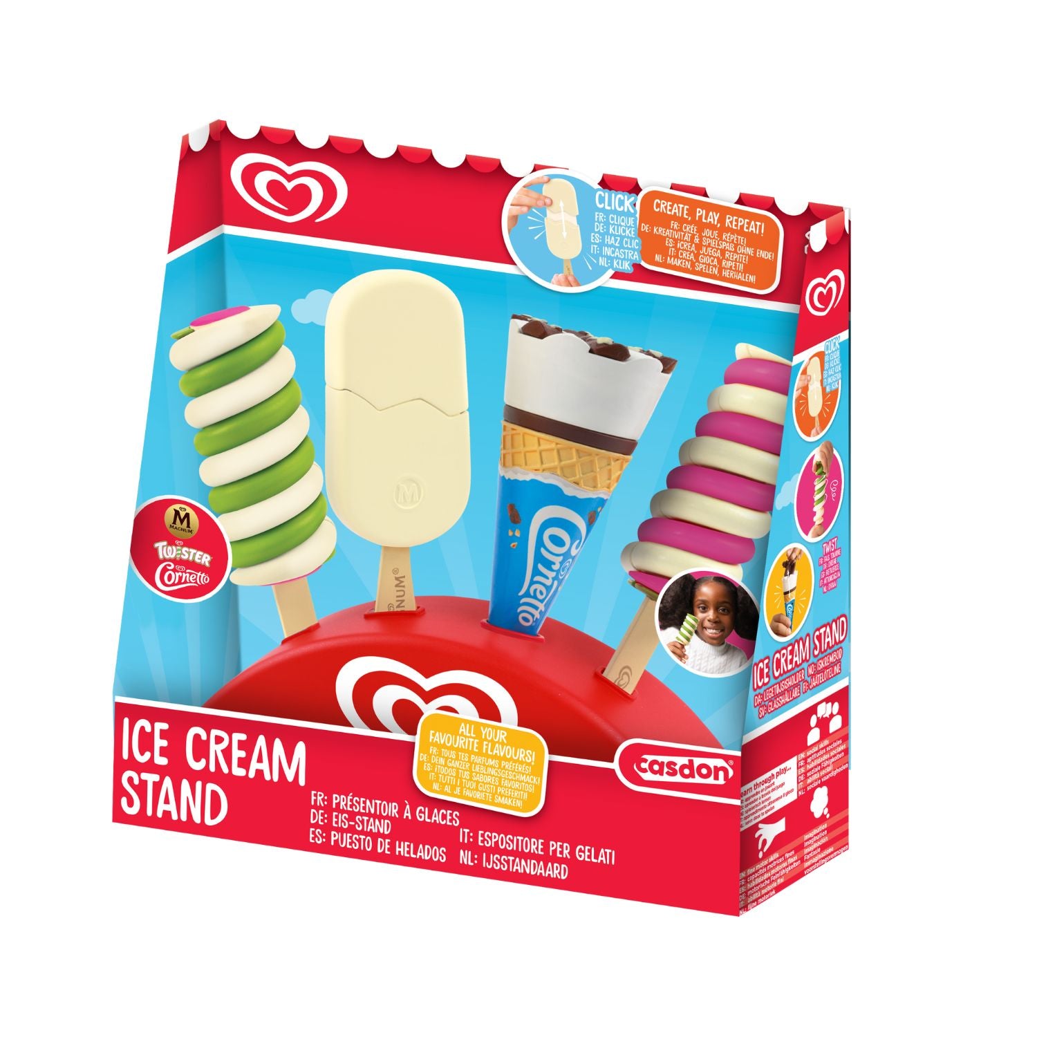 Casdon Walls Ice Cream Stand with 4 Toy Ice Creams