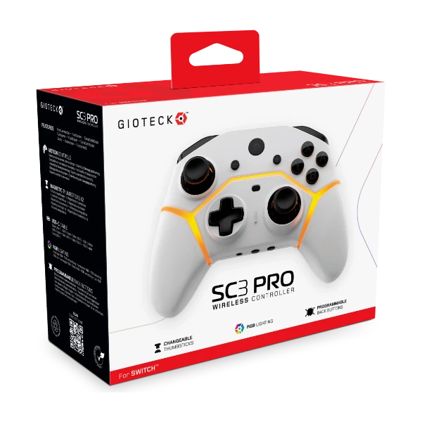 Gioteck SC3 Pro Wireless Controller for Nintendo Switch - White