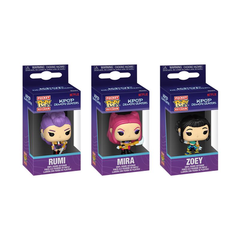 Funko Pop! Vinyl Keychain KPop Demon Hunters Rumi, Mira & Zoey 3 Pack