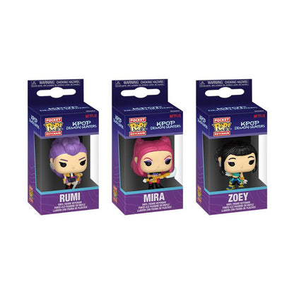 Funko Pop! Vinyl Keychain KPop Demon Hunters Rumi, Mira & Zoey 3 Pack
