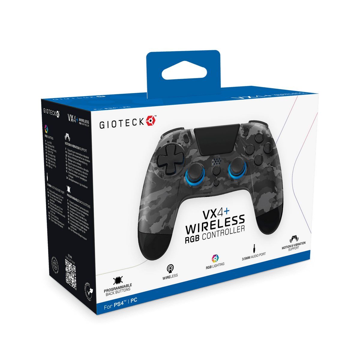 Gioteck VX4+ Wireless RGB Controller for PS4 & PC - Dark Camo