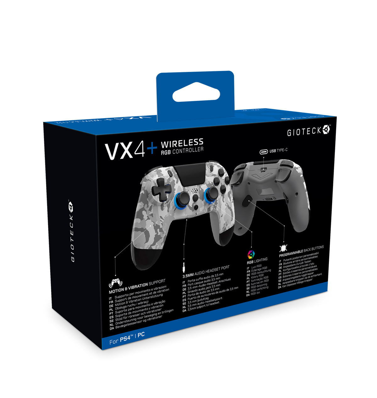 Gioteck VX-4+ Wireless RGB Controller for PlayStation 4 – Light Camo