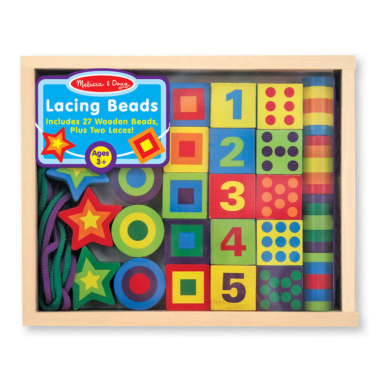Melissa & Doug Wooden Lacing Beads in a Box