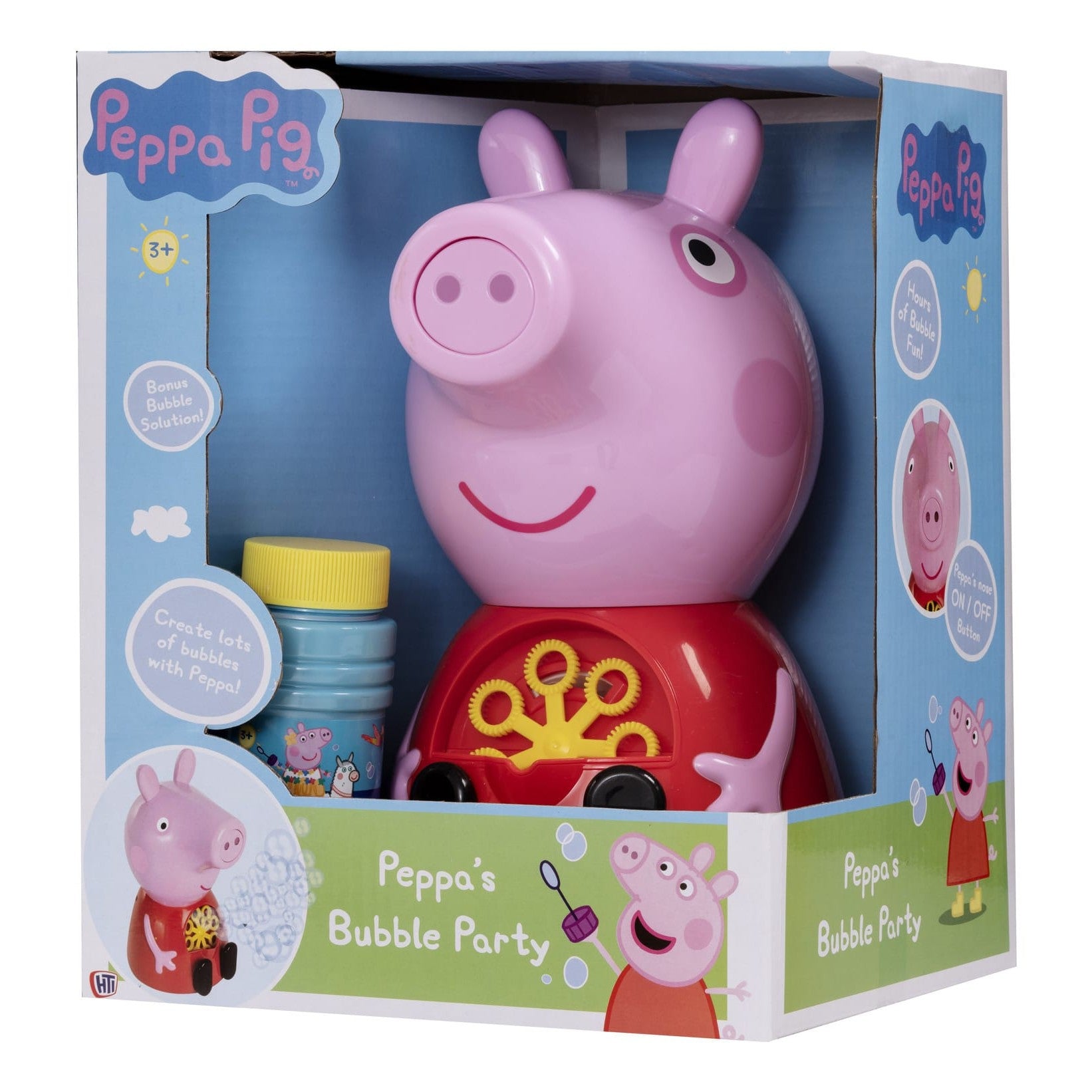 HTI Peppa Pig Bubble Party Character Bubble Machine with 118ml Bubble Solution