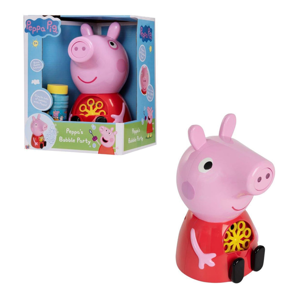 HTI Peppa Pig Bubble Party Character Bubble Machine with 118ml Bubble Solution