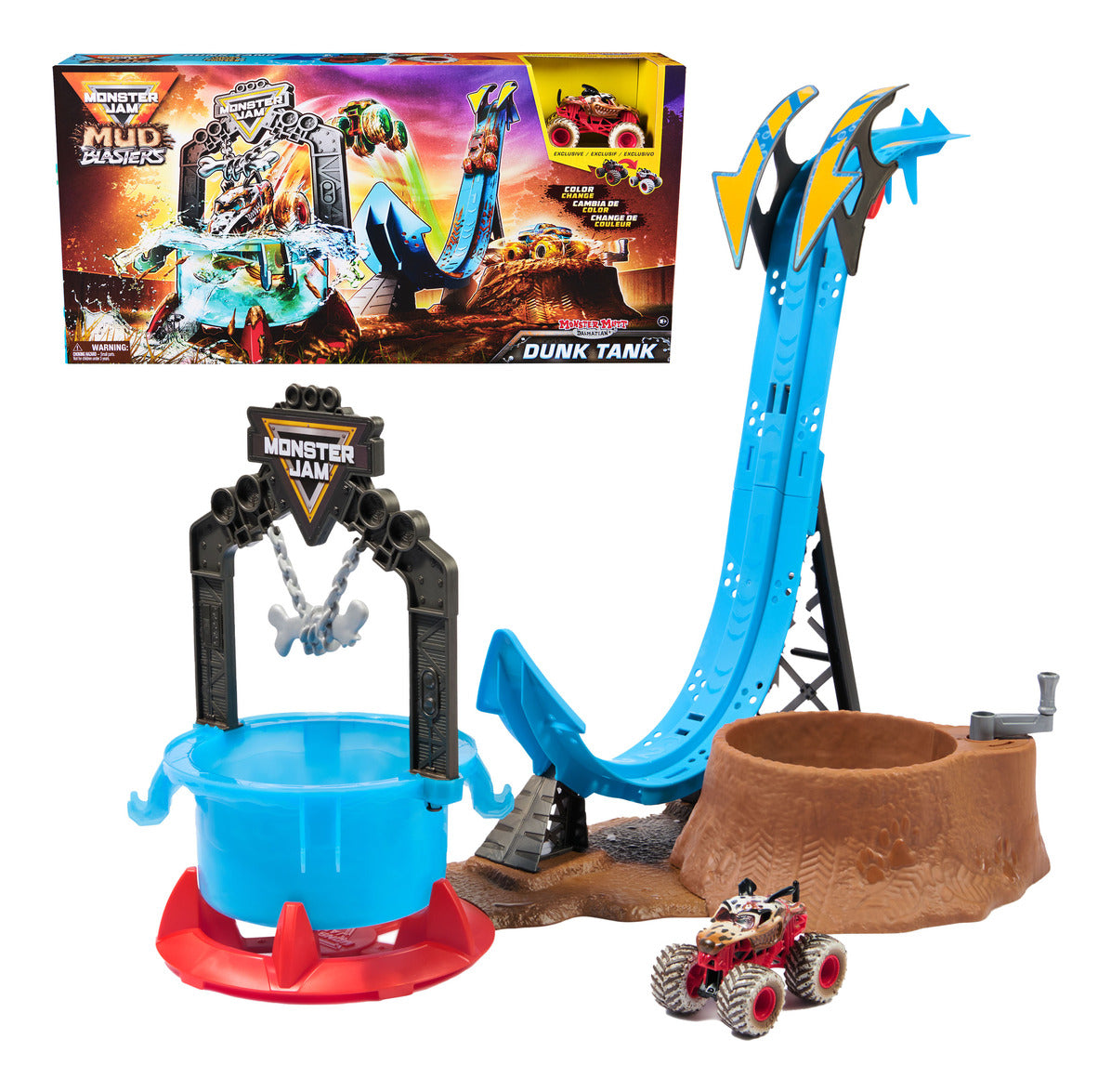 Monster Jam Mud Blasters 1:64 Dunk Tank Playset with Monster Mutt Dalmatian