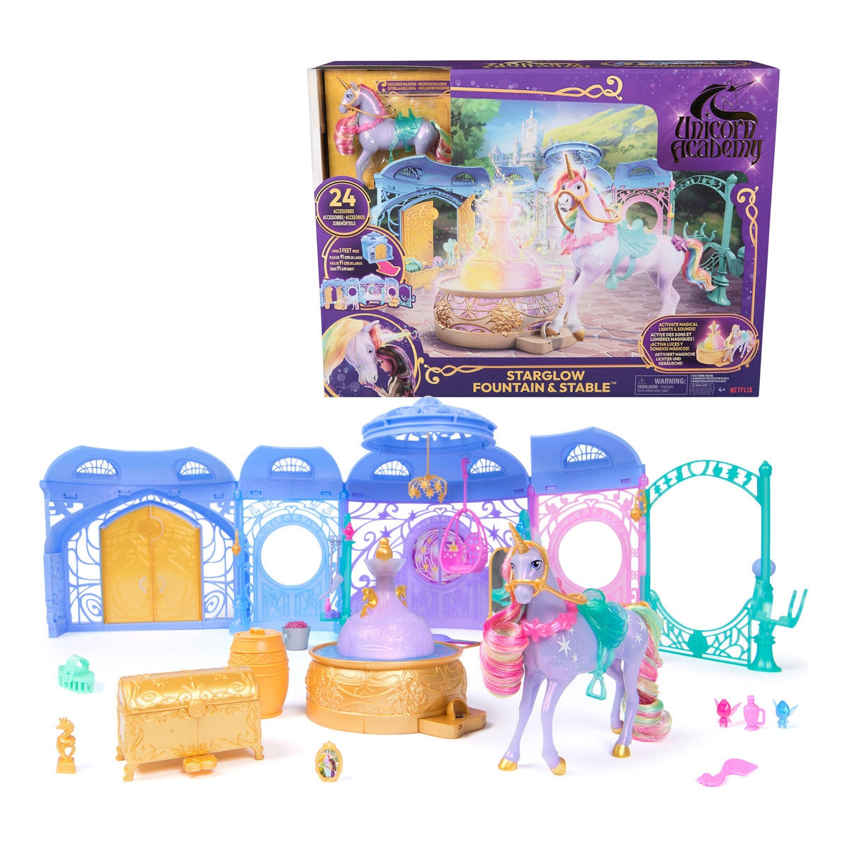 Spin Master Unicorn Academy Starglow Fountain & Stable Playset with Wildstar