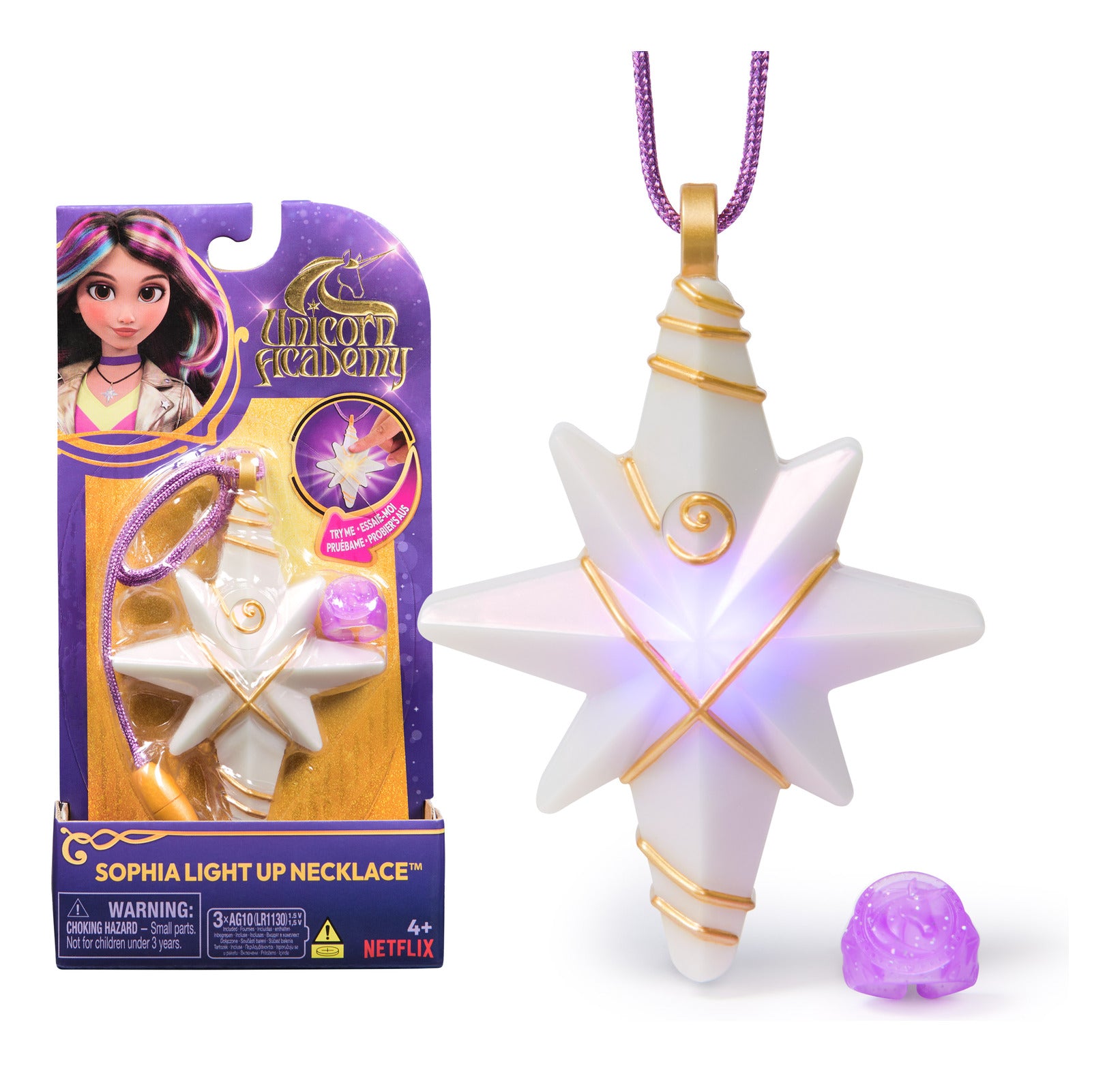 Unicorn Academy Sophia Light-Up Necklace and Glitter Ring Set