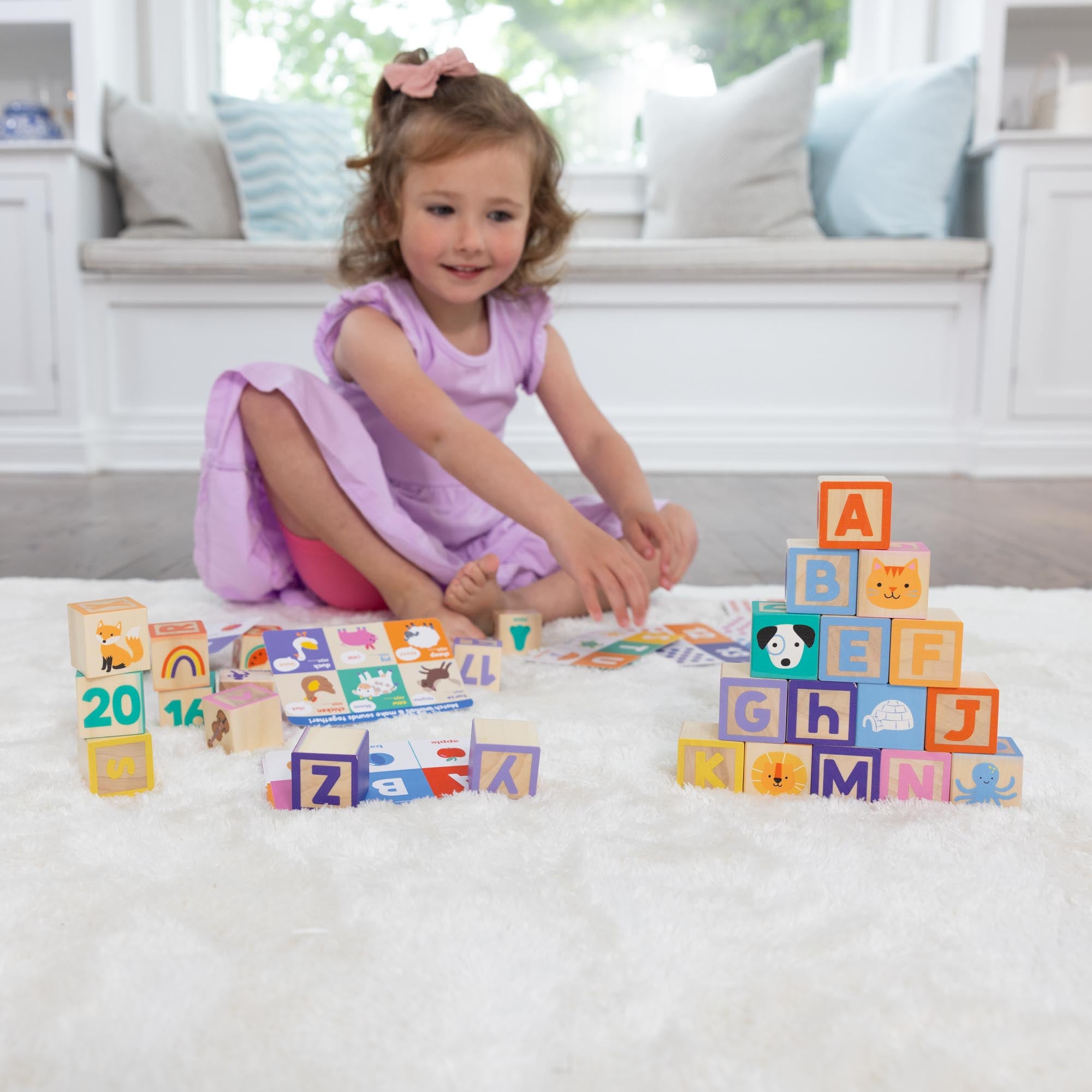 Melissa & Doug Ms. Rachel Wooden Learning Blocks with Activity Cards