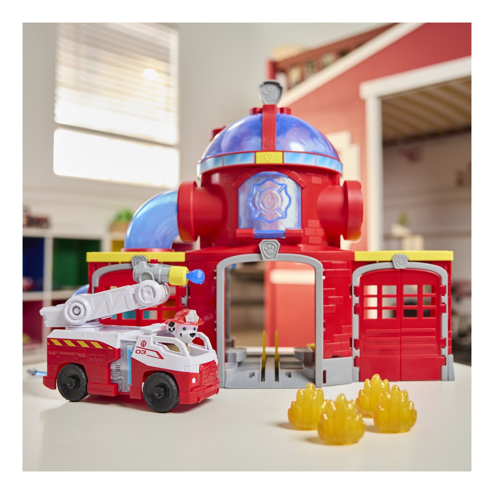 PAW Patrol Fire Rescue Fire Station Playset with Marshall