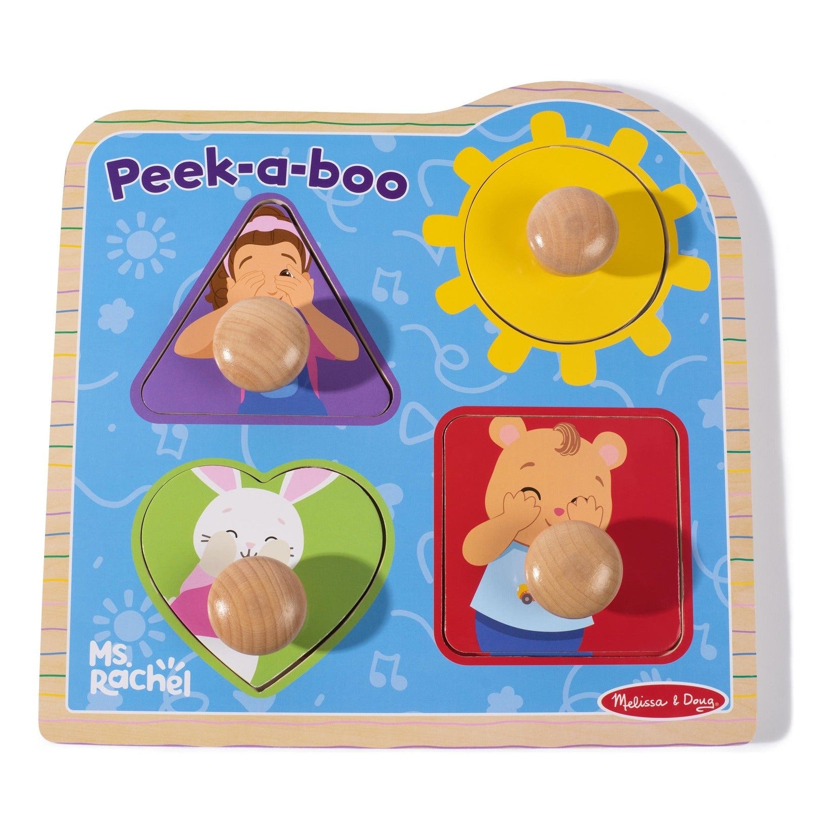 Melissa & Doug Ms. Rachel Wooden Peek-a-Boo Jumbo Peg Puzzle