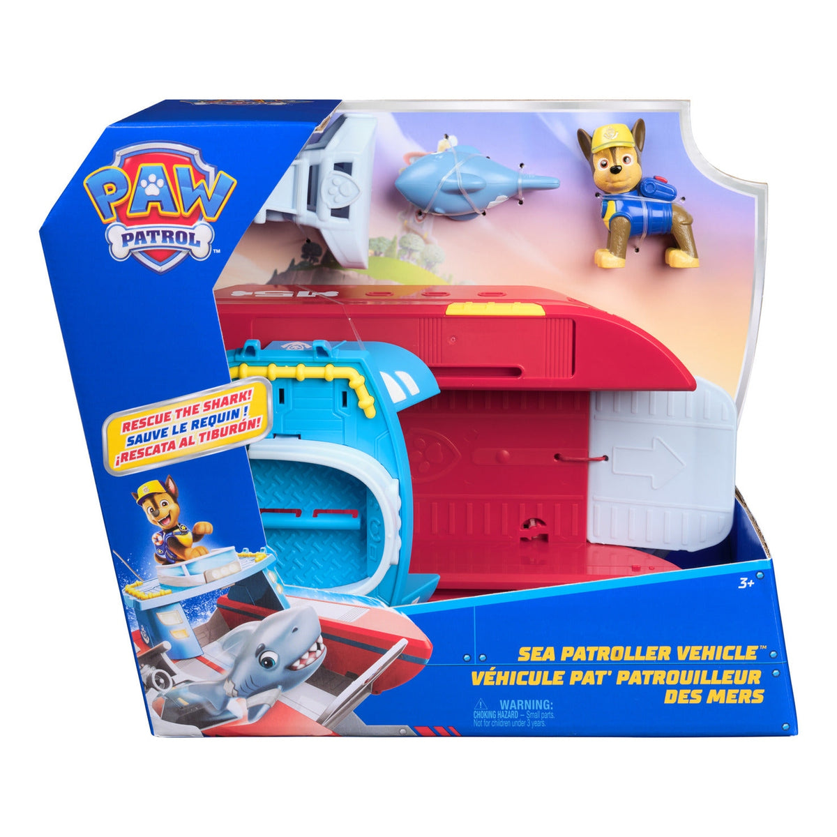 PAW Patrol Sea Patroller Transforming Rescue Vehicle with Chase and Shark Figures