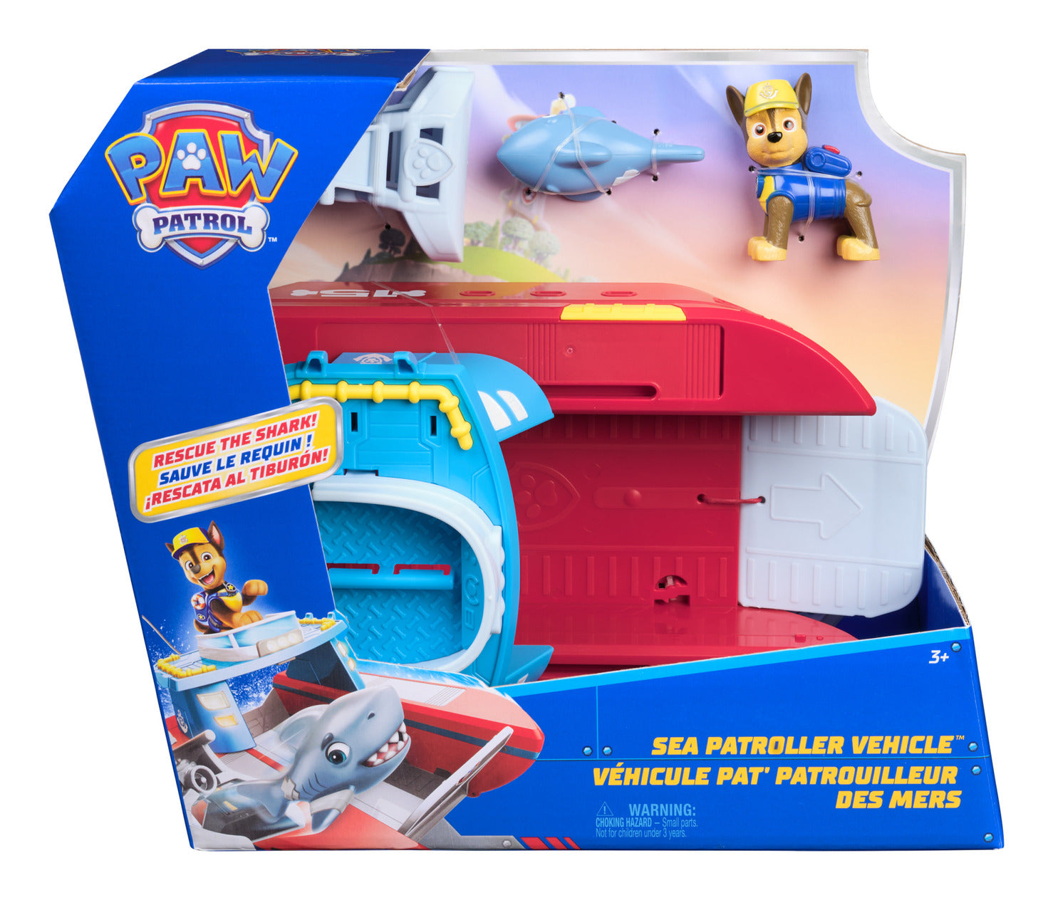 PAW Patrol Sea Patroller Transforming Rescue Vehicle with Chase and Shark Figures