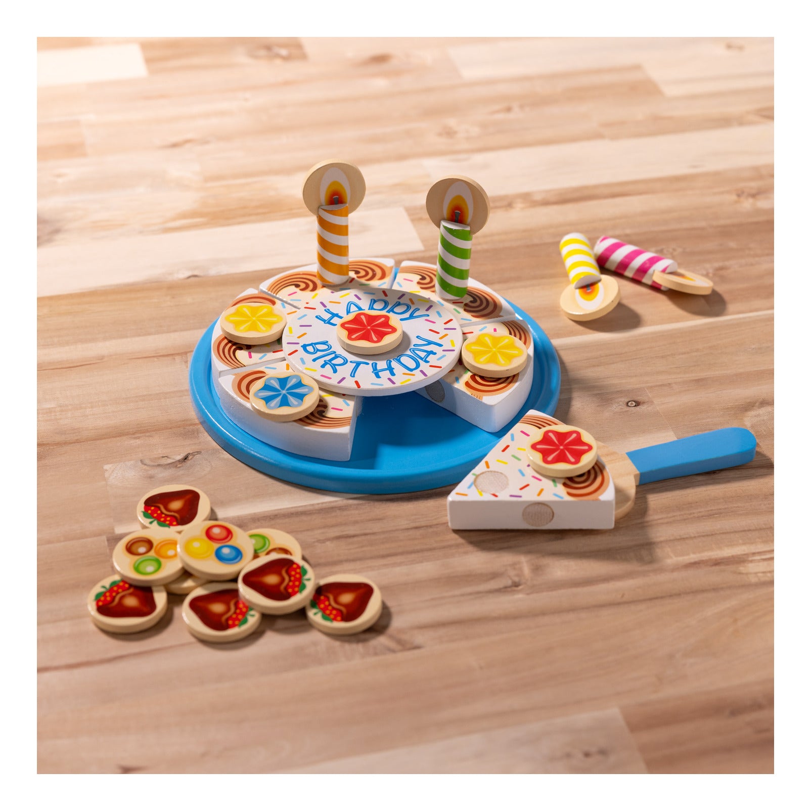 Melissa & Doug Wooden Birthday Cake Play Set – 34 Pieces