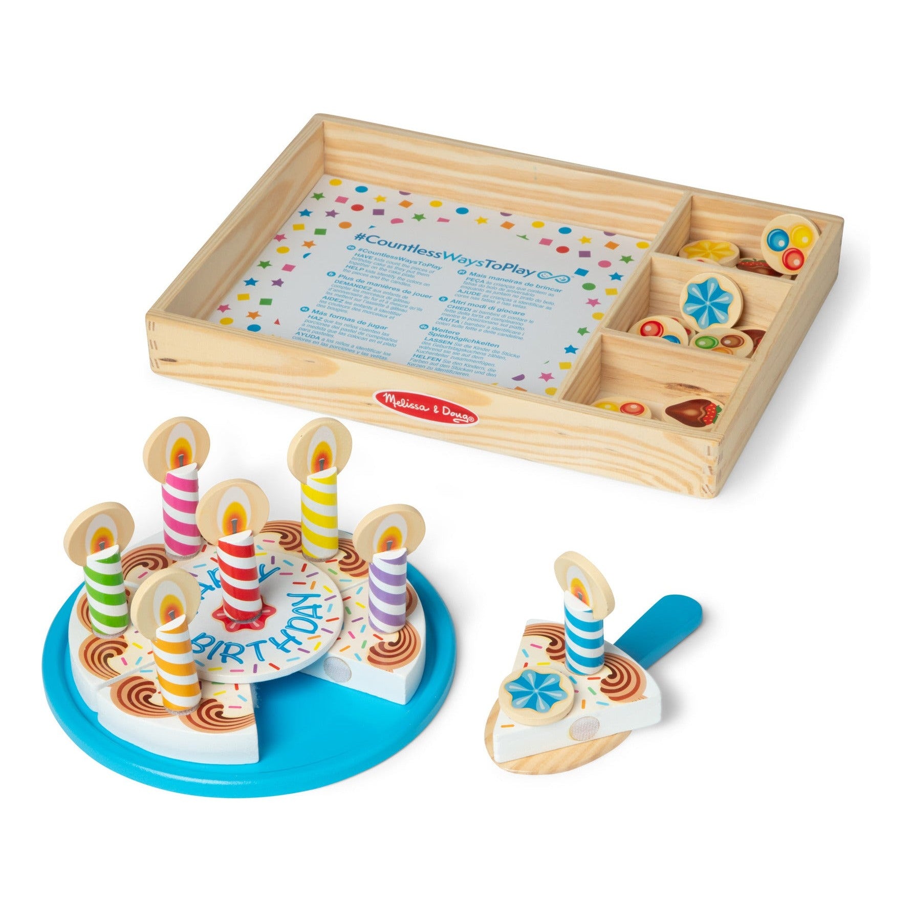 Melissa & Doug Wooden Birthday Cake Play Set – 34 Pieces