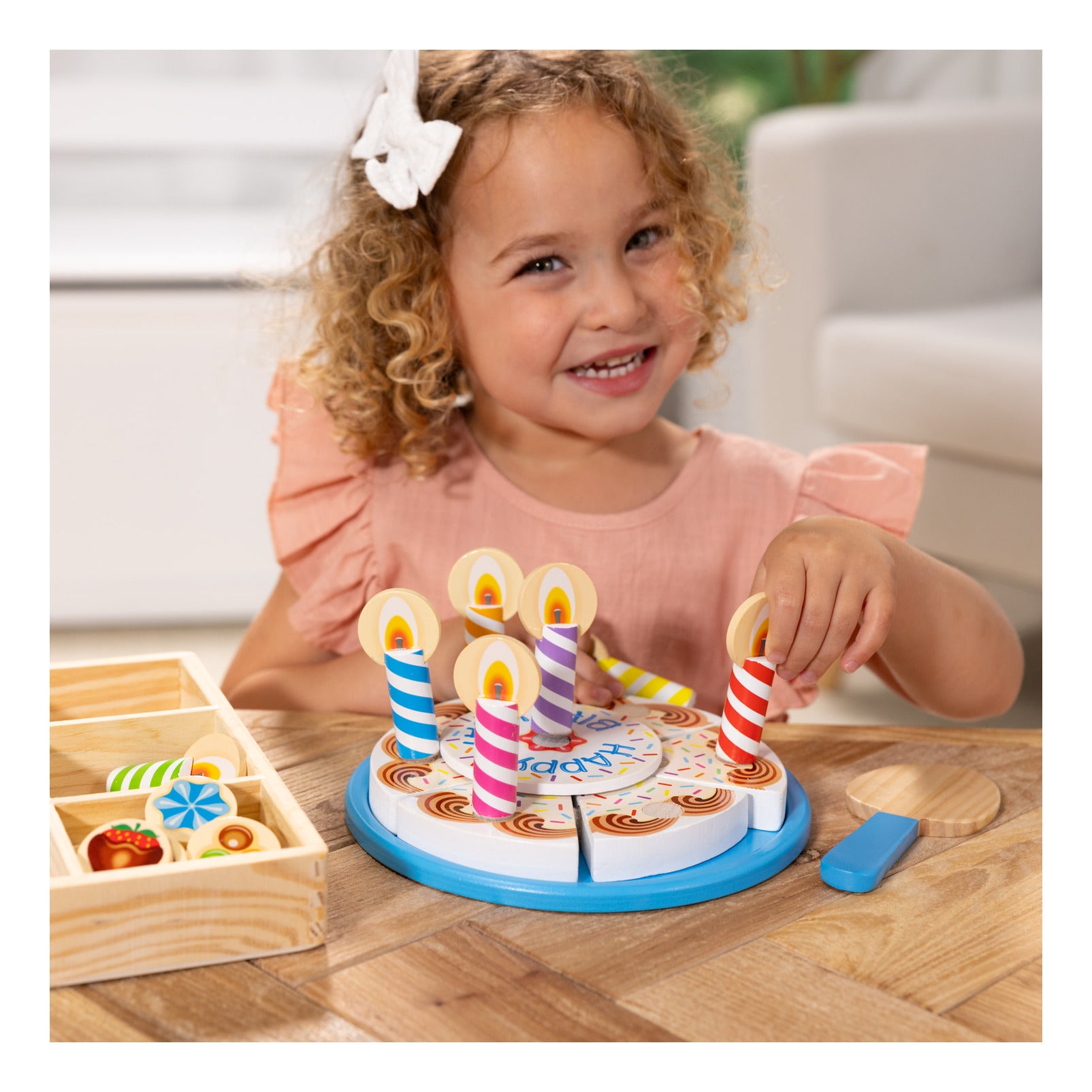 Melissa & Doug Wooden Birthday Cake Play Set – 34 Pieces