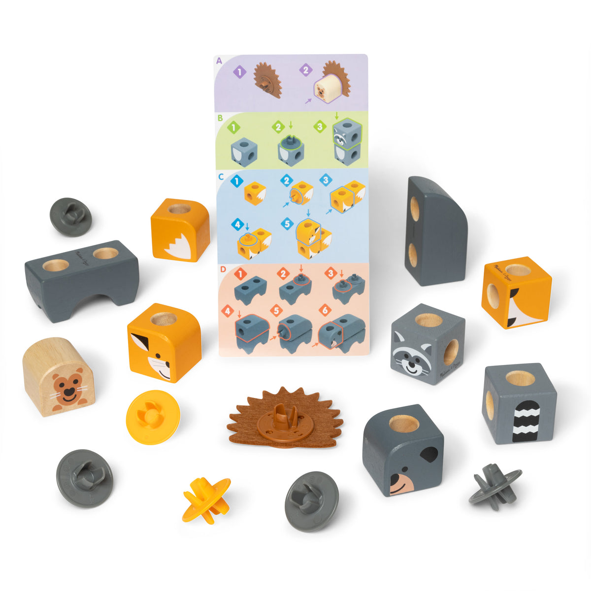 Melissa & Doug Blockables Woodland Friends Wooden Building Set 16 Pieces