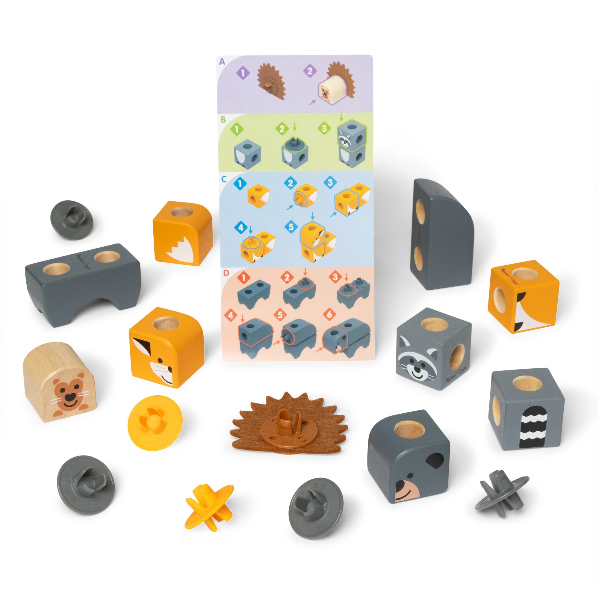 Melissa & Doug Blockables Woodland Friends Wooden Building Set 16 Pieces