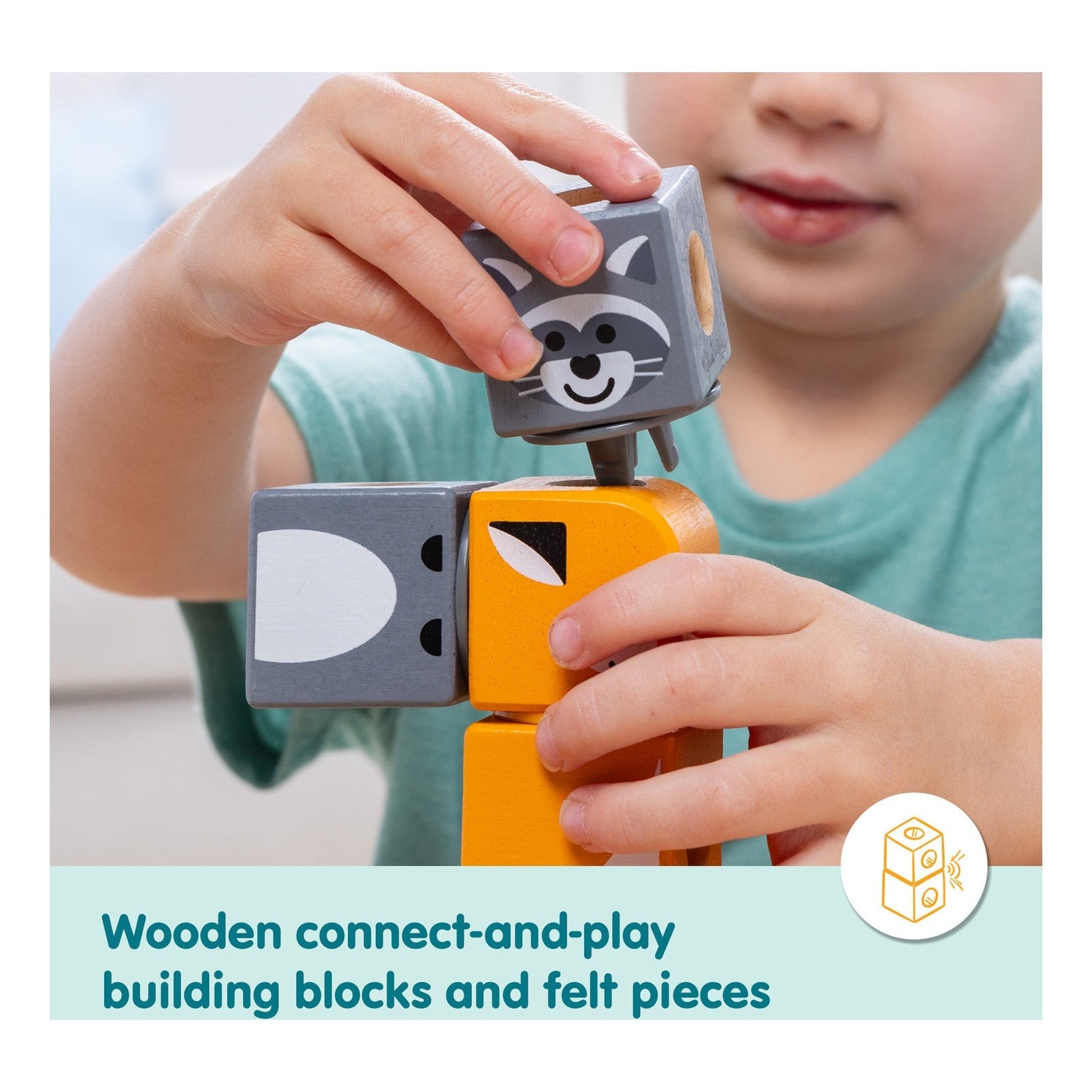Melissa & Doug Blockables Woodland Friends Wooden Building Set 16 Pieces