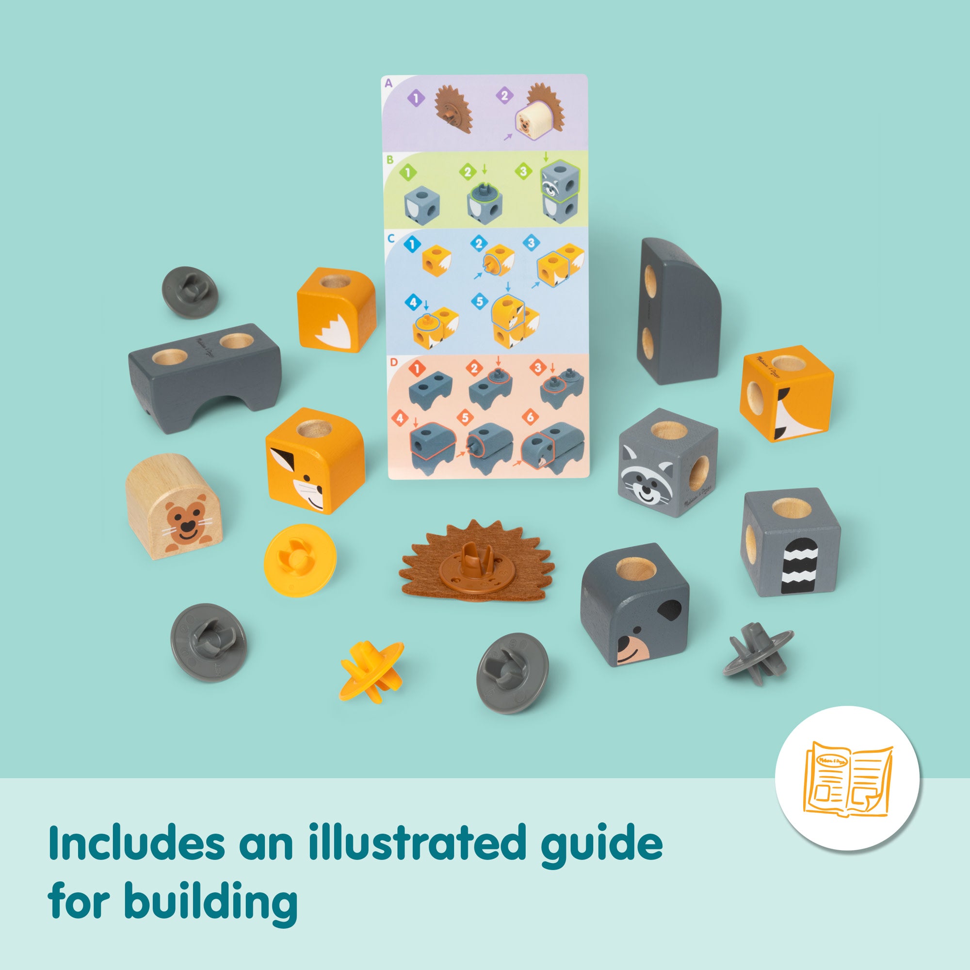 Melissa & Doug Blockables Woodland Friends Wooden Building Set 16 Pieces