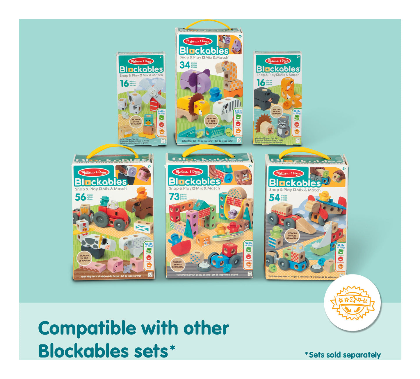 Melissa & Doug Blockables Farm Building Set, 56 Pieces