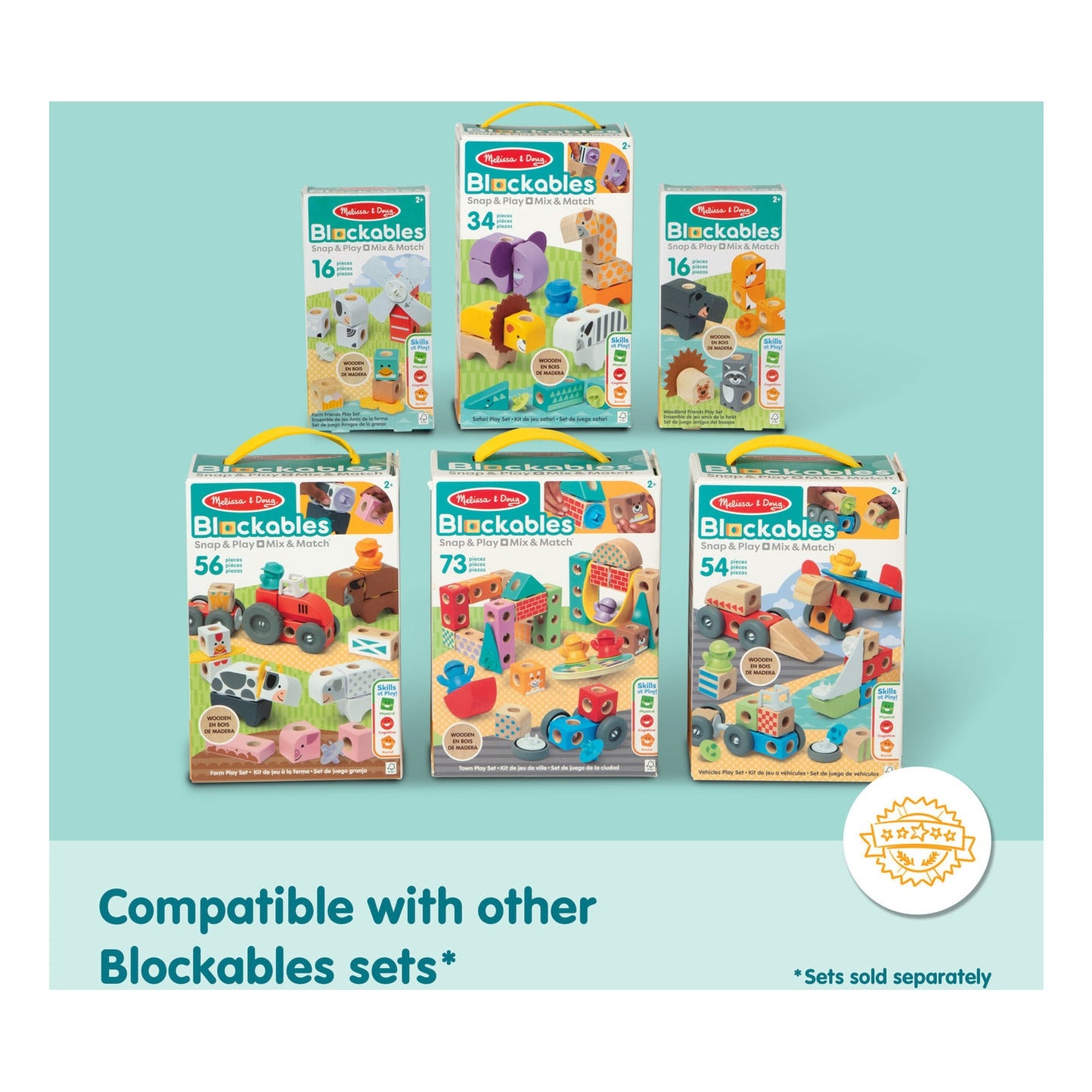 Melissa & Doug Blockables Safari Play Set 34 Pieces