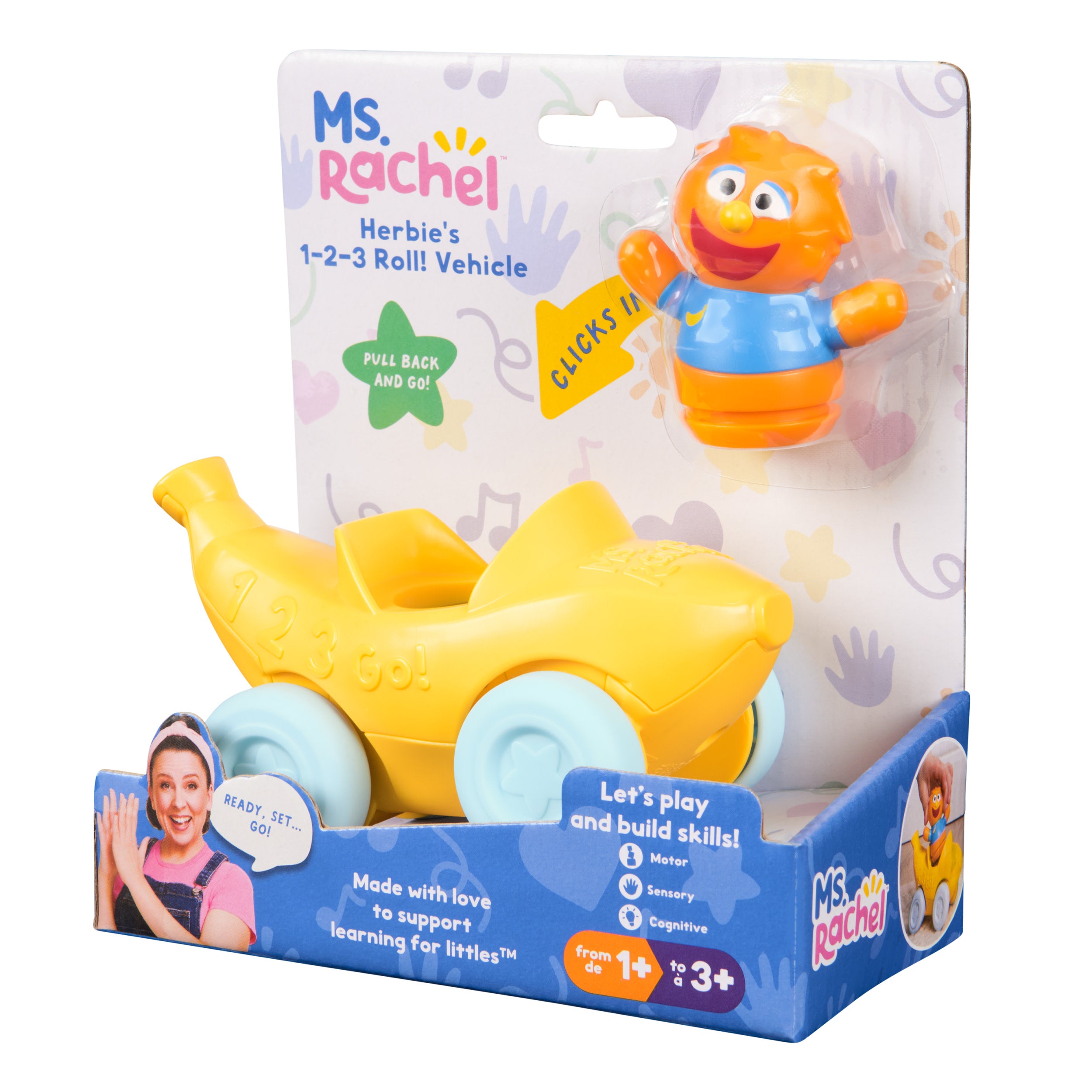 Ms. Rachel Herbie’s 1-2-3 Roll! Pull-Back Vehicle with Figure