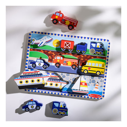 Melissa & Doug Vehicles Chunky Wooden Puzzle – 9 Pieces