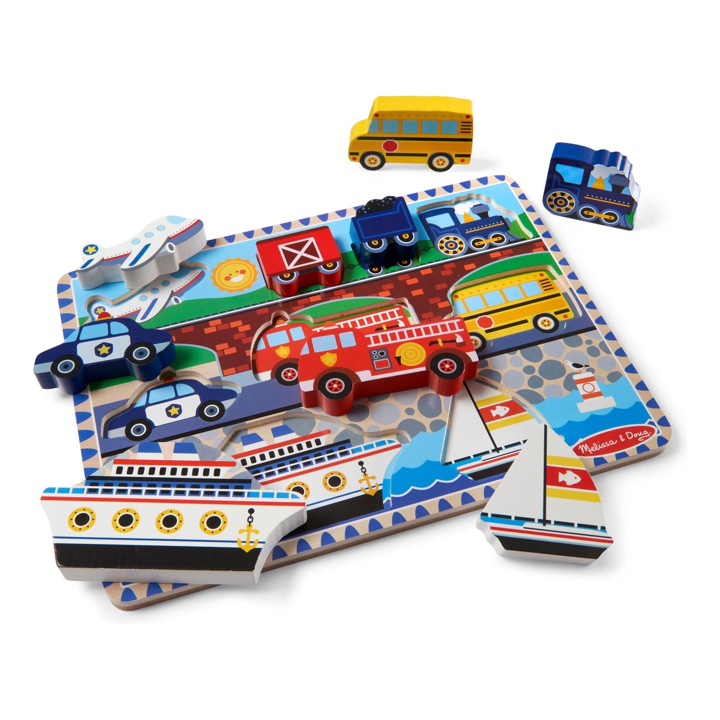 Melissa & Doug Vehicles Chunky Wooden Puzzle – 9 Pieces