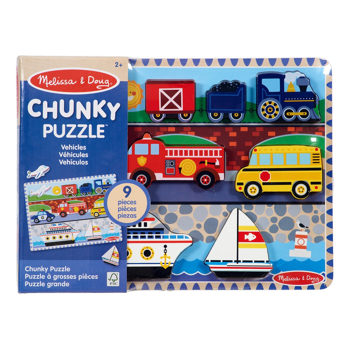 Melissa & Doug Vehicles Chunky Wooden Puzzle – 9 Pieces