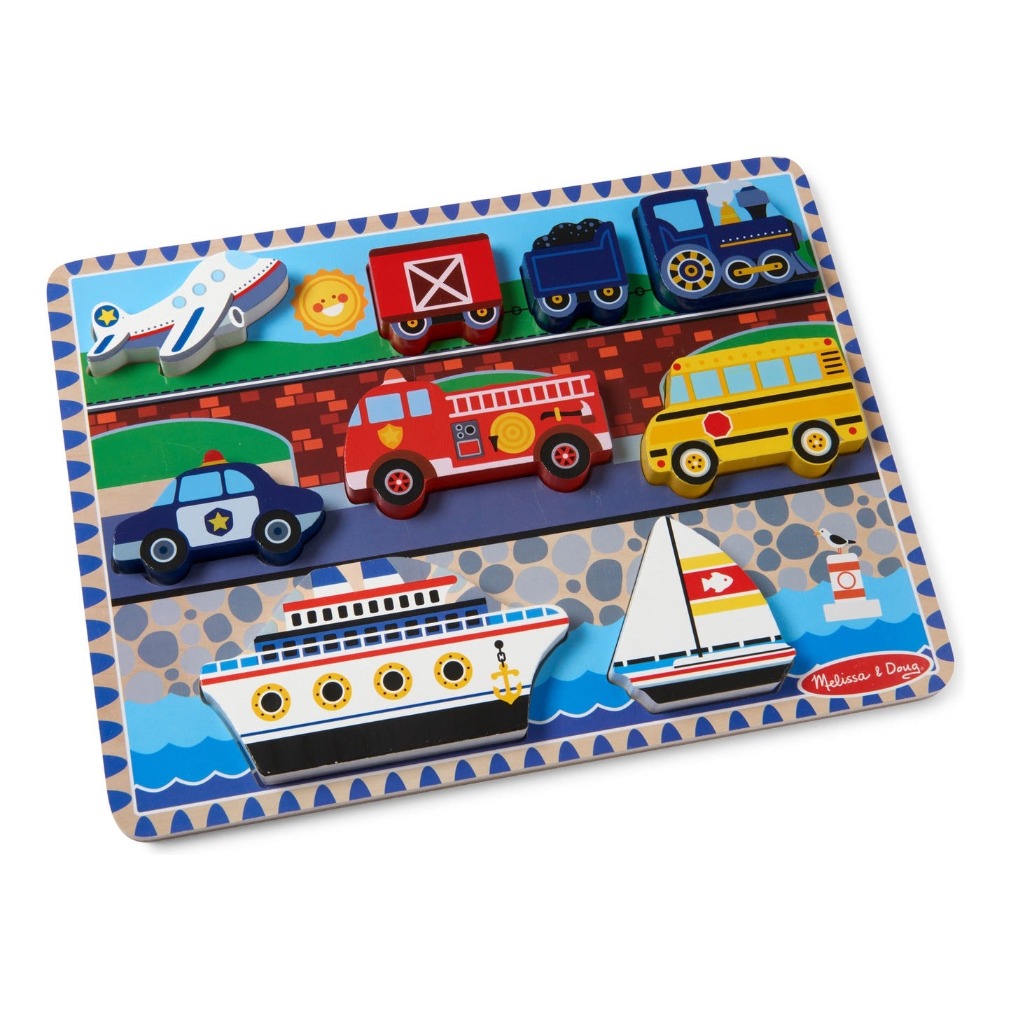 Melissa & Doug Vehicles Chunky Wooden Puzzle – 9 Pieces