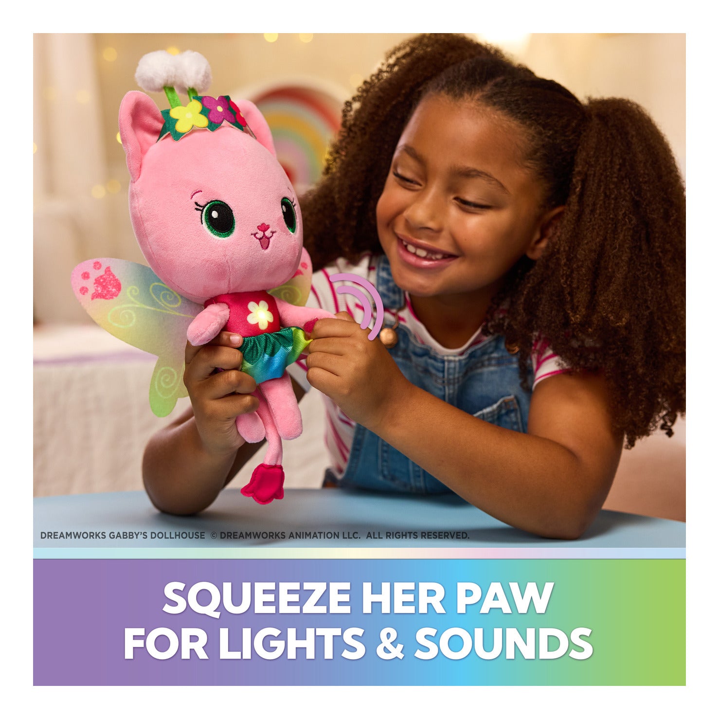 Gabby's Dollhouse Rainbow Light-Up Kitty Fairy Plush