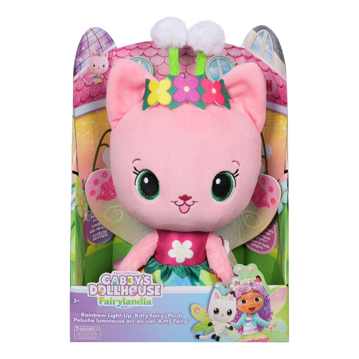 Gabby's Dollhouse Rainbow Light-Up Kitty Fairy Plush