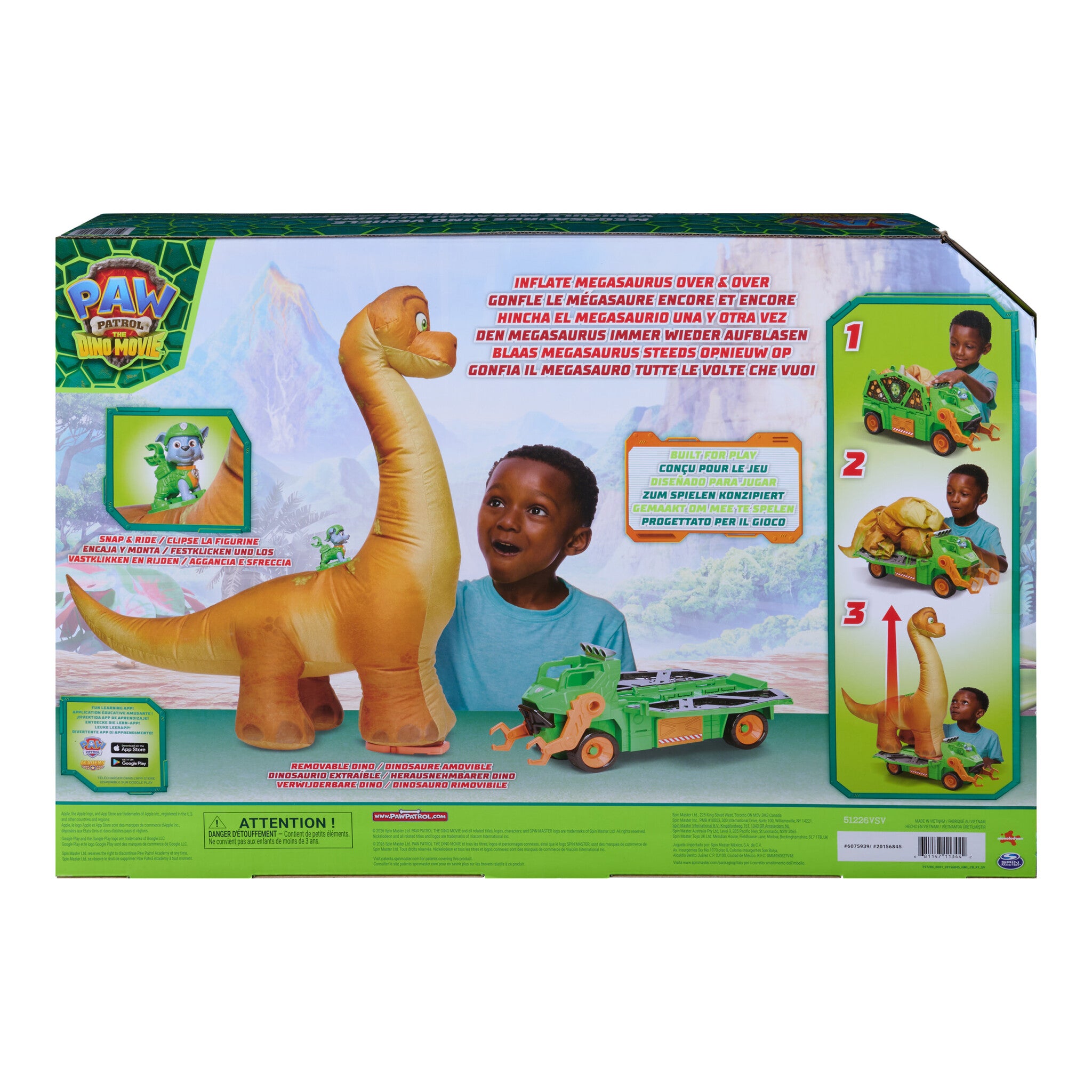 PAW Patrol Megasaurus Dino Vehicle with Inflatable Dinosaur and Rocky