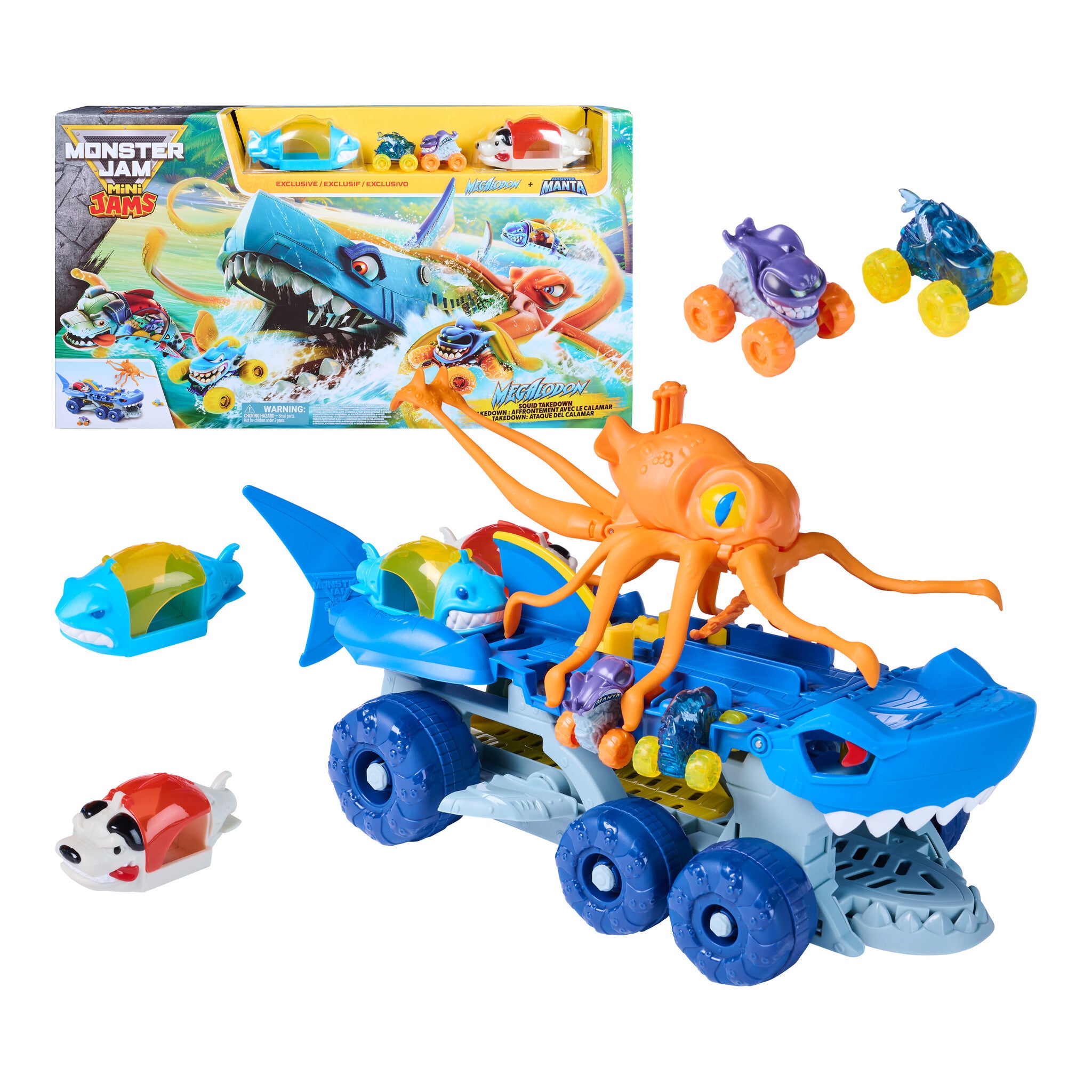 Monster Jam Mini Jams Megalodon Carrier Playset