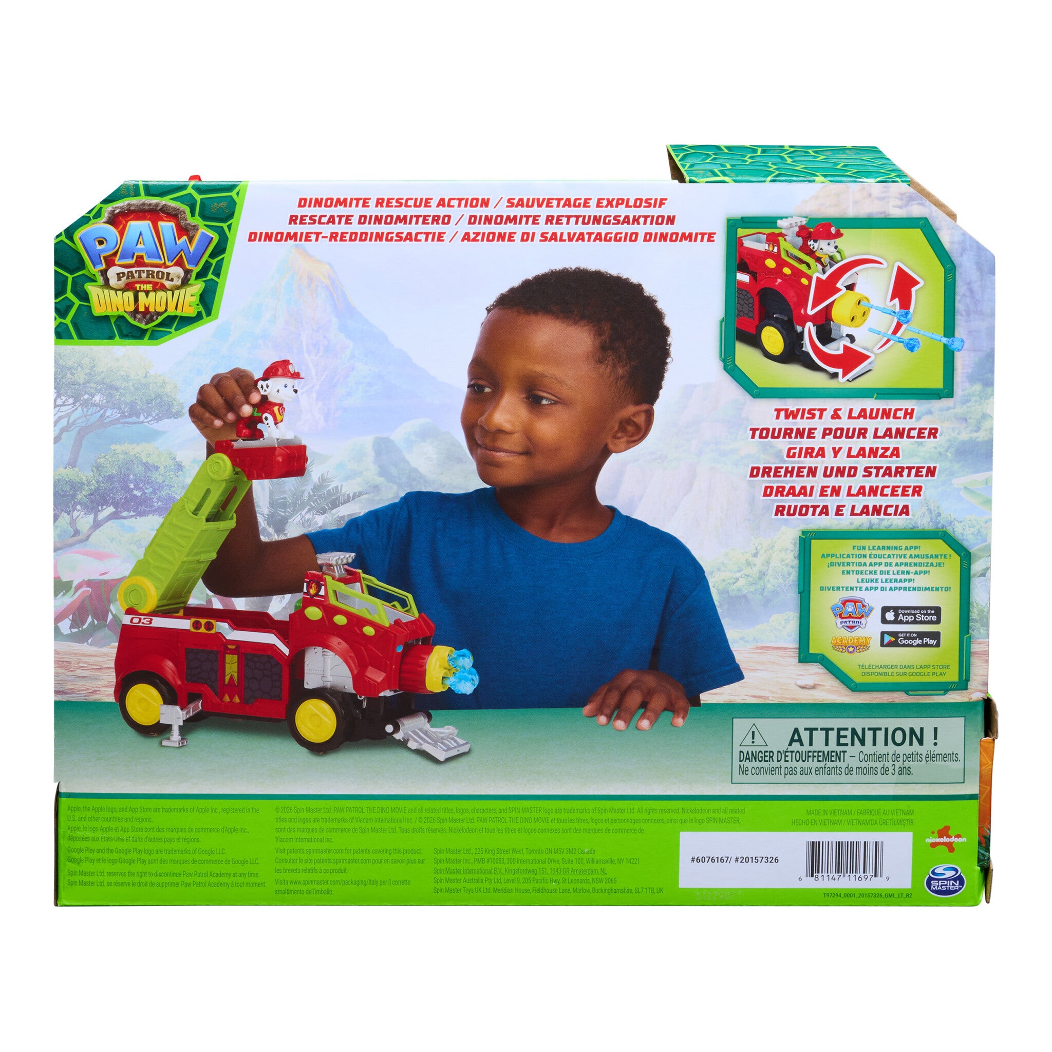 PAW Patrol Dino Rescue Responder Fire Engine with Marshall