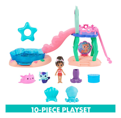 Ten-piece pool playset with Gabby, MerCat, slide, pool and accessories