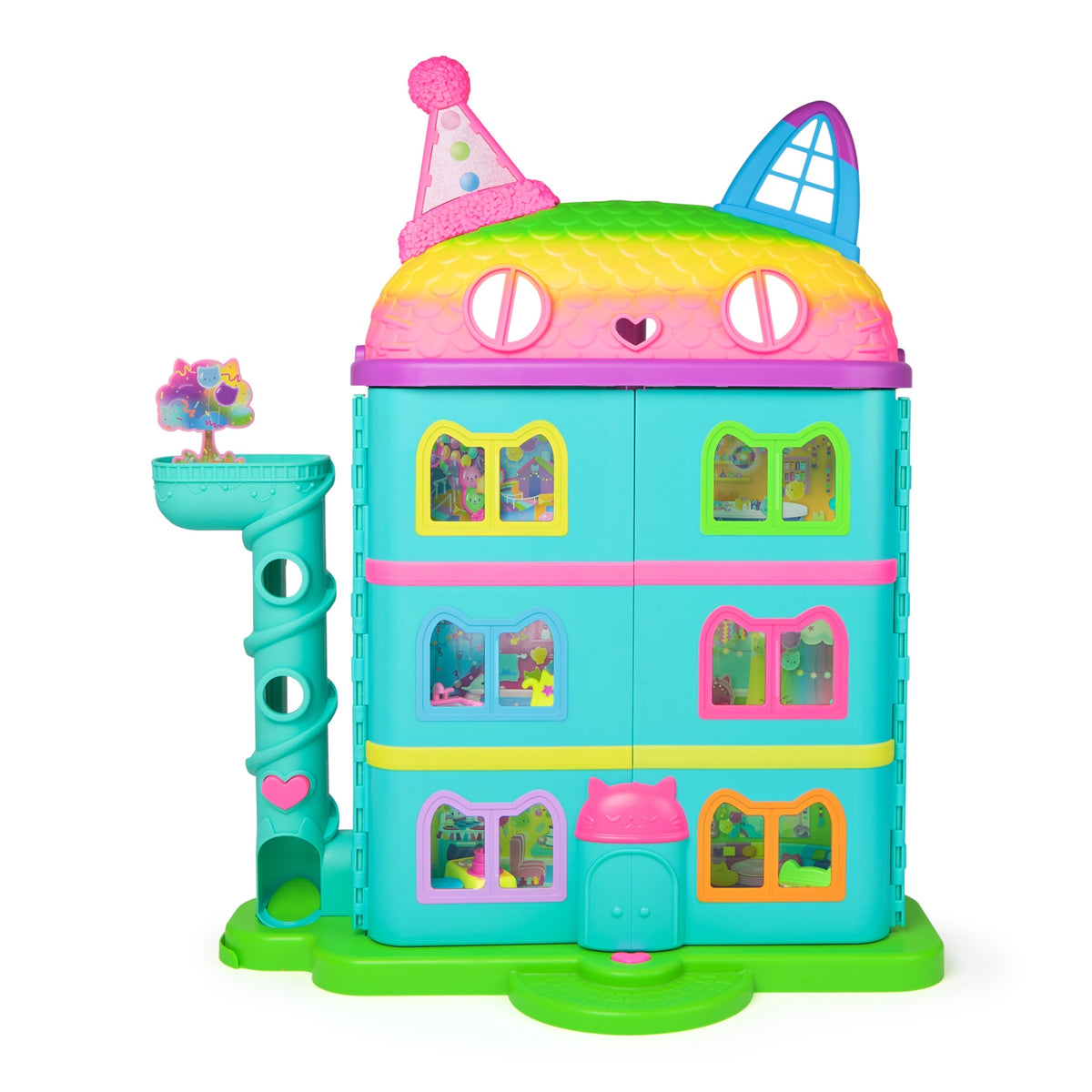 Front view of the closed Gabby's Dollhouse Purrfect Celebration playset
