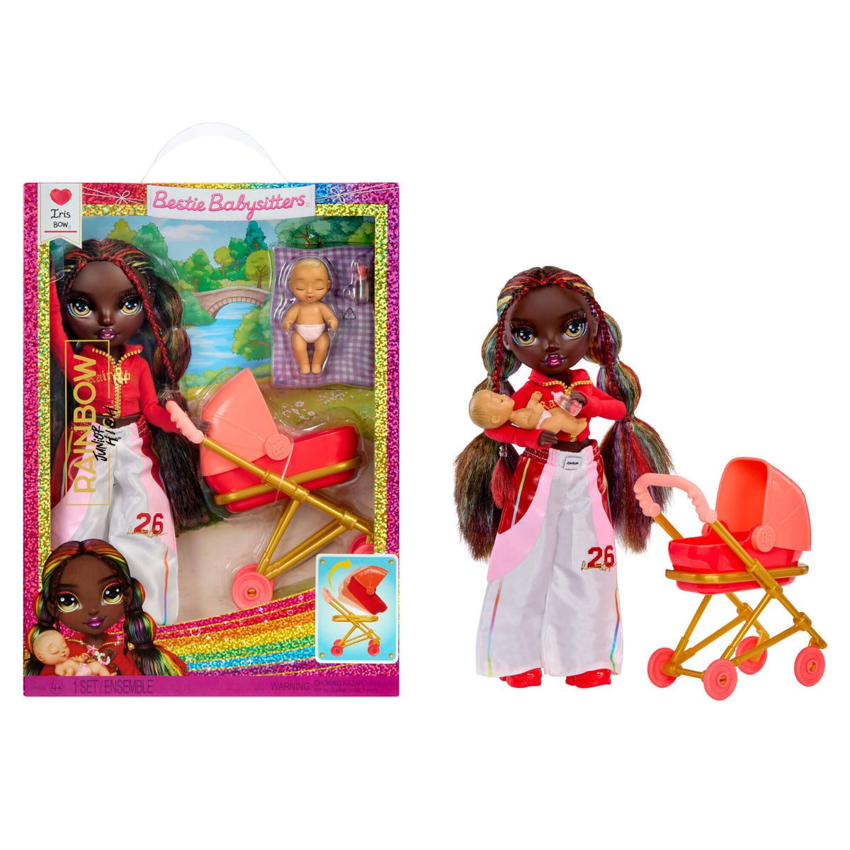 Rainbow High Jr. High Bestie Babysitters Iris Bow Fashion Doll Set