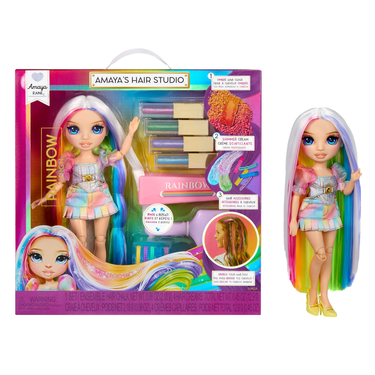 Rainbow High Amaya Raine Hair Studio Refresh Doll & Styling Set