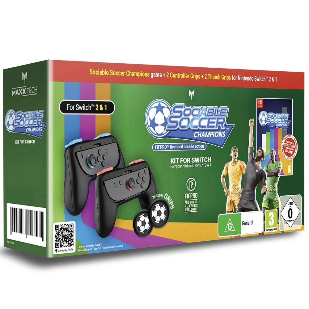 Maxx Tech Sociable Soccer Champions Kit for Nintendo Switch 1 & 2 (Code in Box)