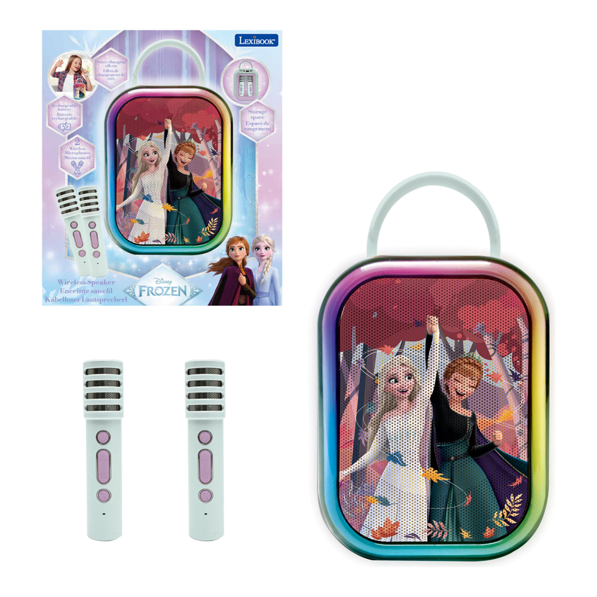 Lexibook Disney Frozen Portable Bluetooth Karaoke Set with 2 Wireless Microphones