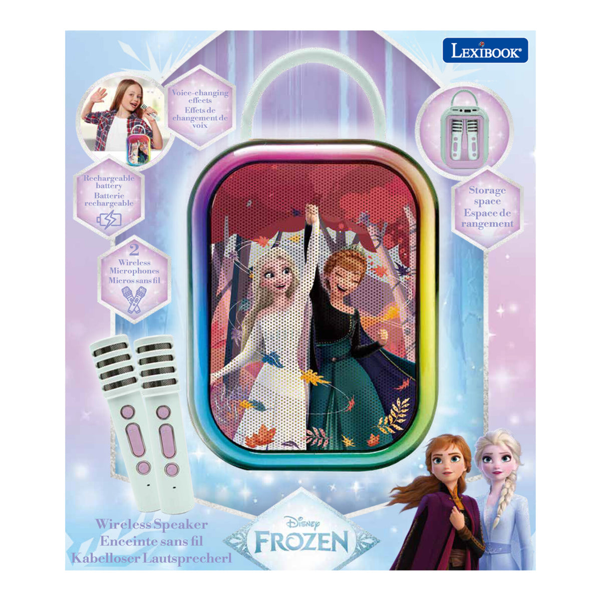 Lexibook Disney Frozen Portable Bluetooth Karaoke Set with 2 Wireless Microphones