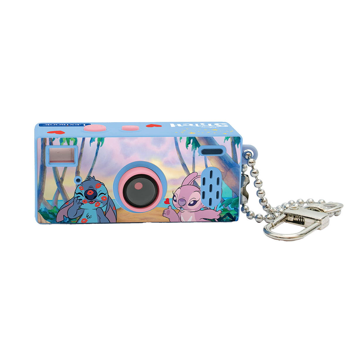 Disney Stitch mini keychain digital camera with blue case and silver clip