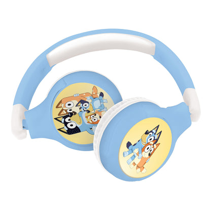 Folded Bluey headphones showing character artwork on both earcups