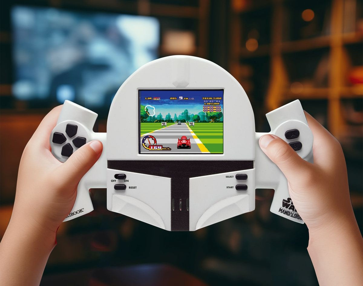 Star Wars Cyber Arcade handheld console being played with both hands