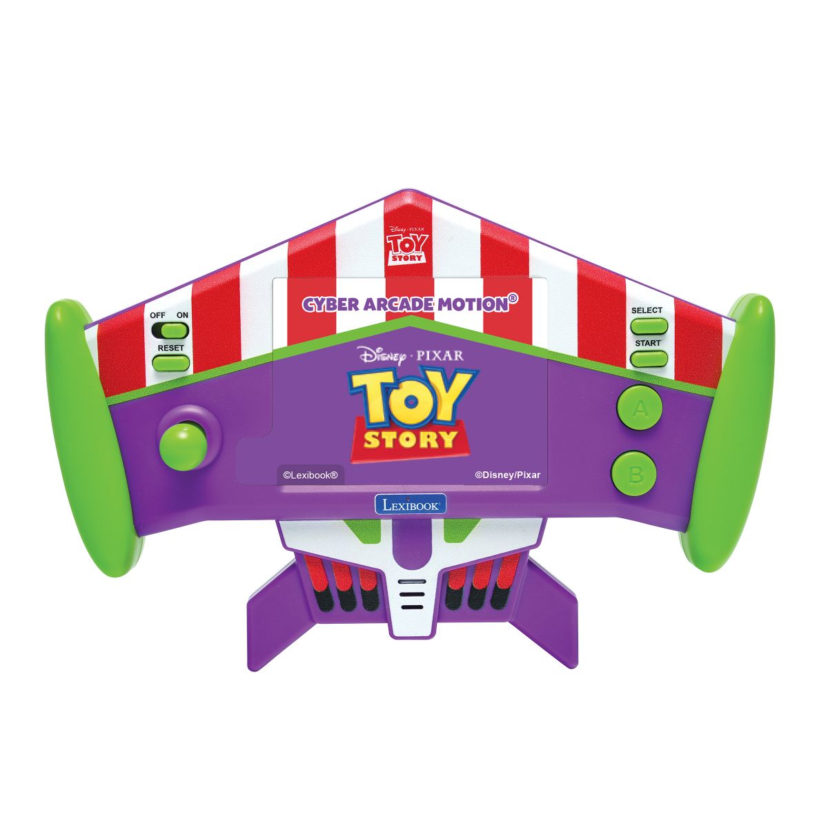 Front view of the Toy Story Cyber Arcade Motion console with logo screen