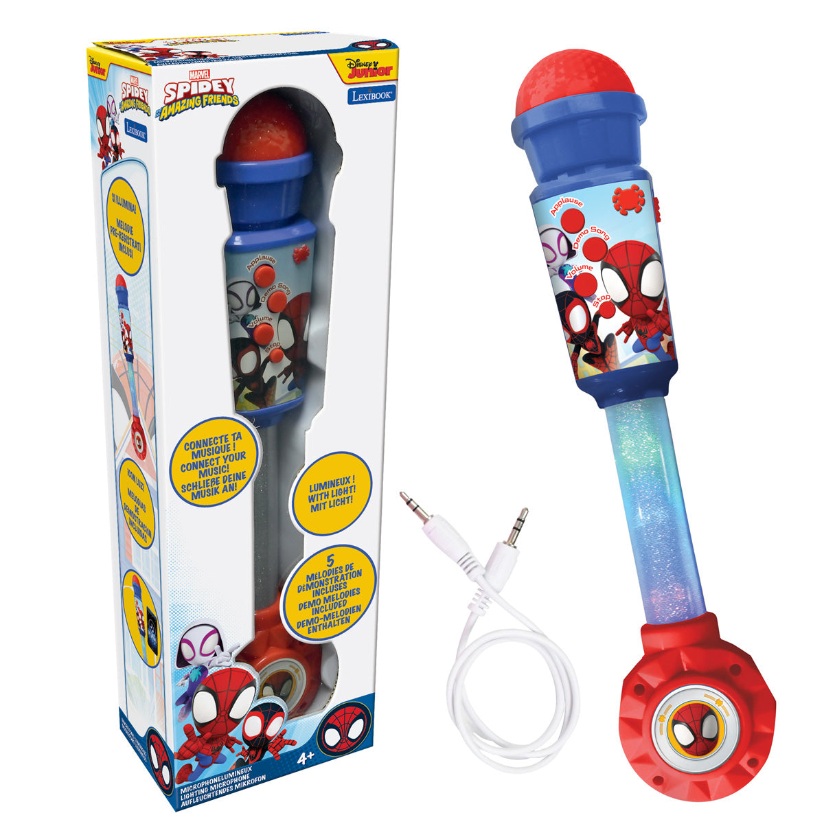 Spider-Man light-up microphone with speaker, cable and retail box