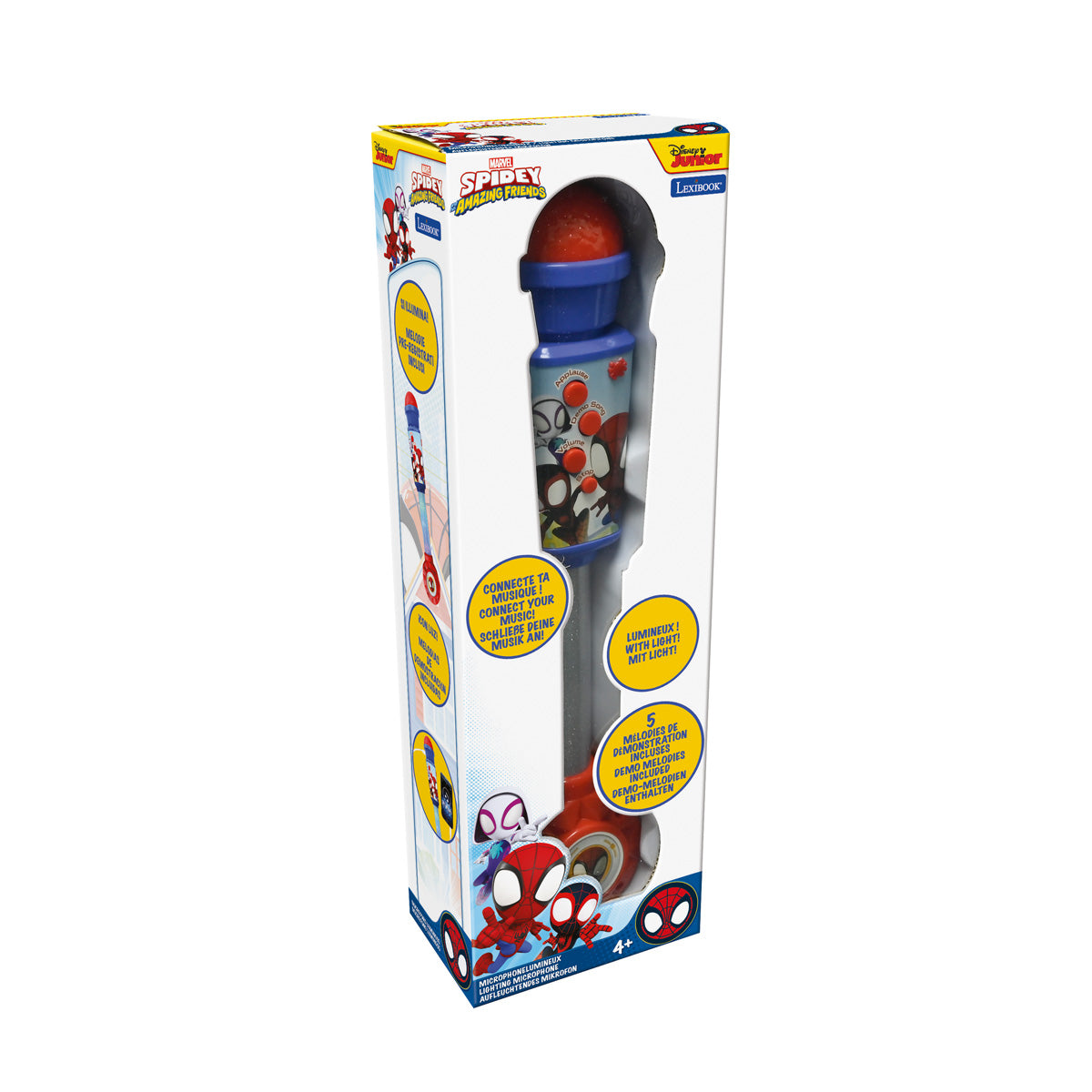 Angled view of the Spider-Man microphone retail box