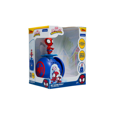 Boxed Spider-Man My Sliding Buddy robot, angled view